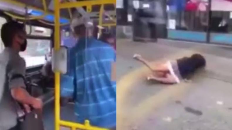 empujo colectivo escupir