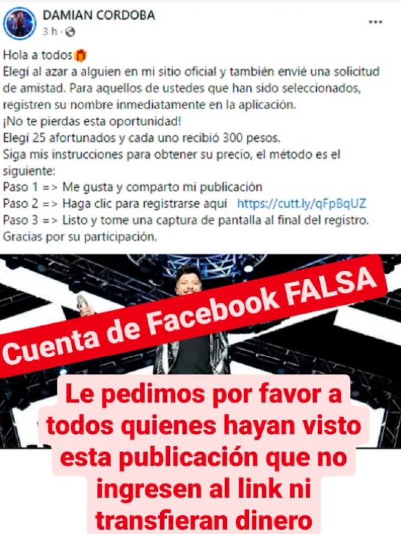 Denuncia cuenta falsa Damián Córdoba_2