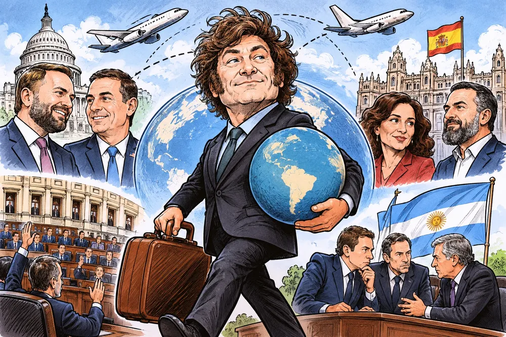 Montaje satírico de política internacional